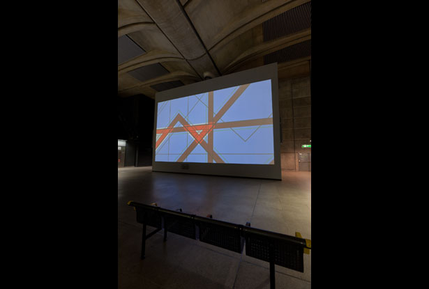 Move on Up at Canary Wharf Screen (installation view) Image © Benedict Johnson, Courtesy of Art on the Underground